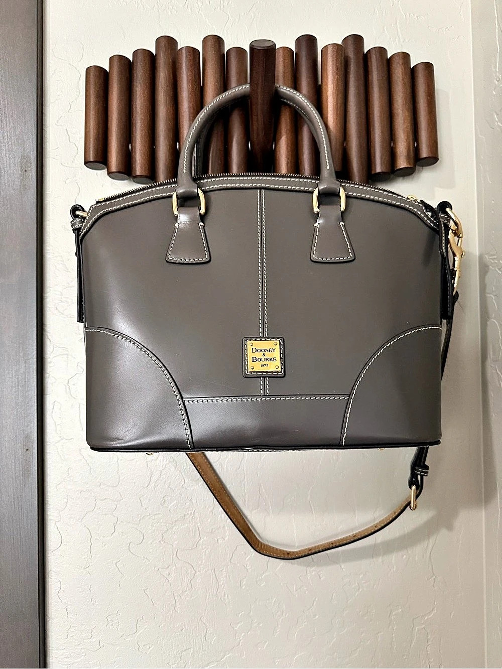 Dooney & Bourke Large Domed Satchel in Steel Gray